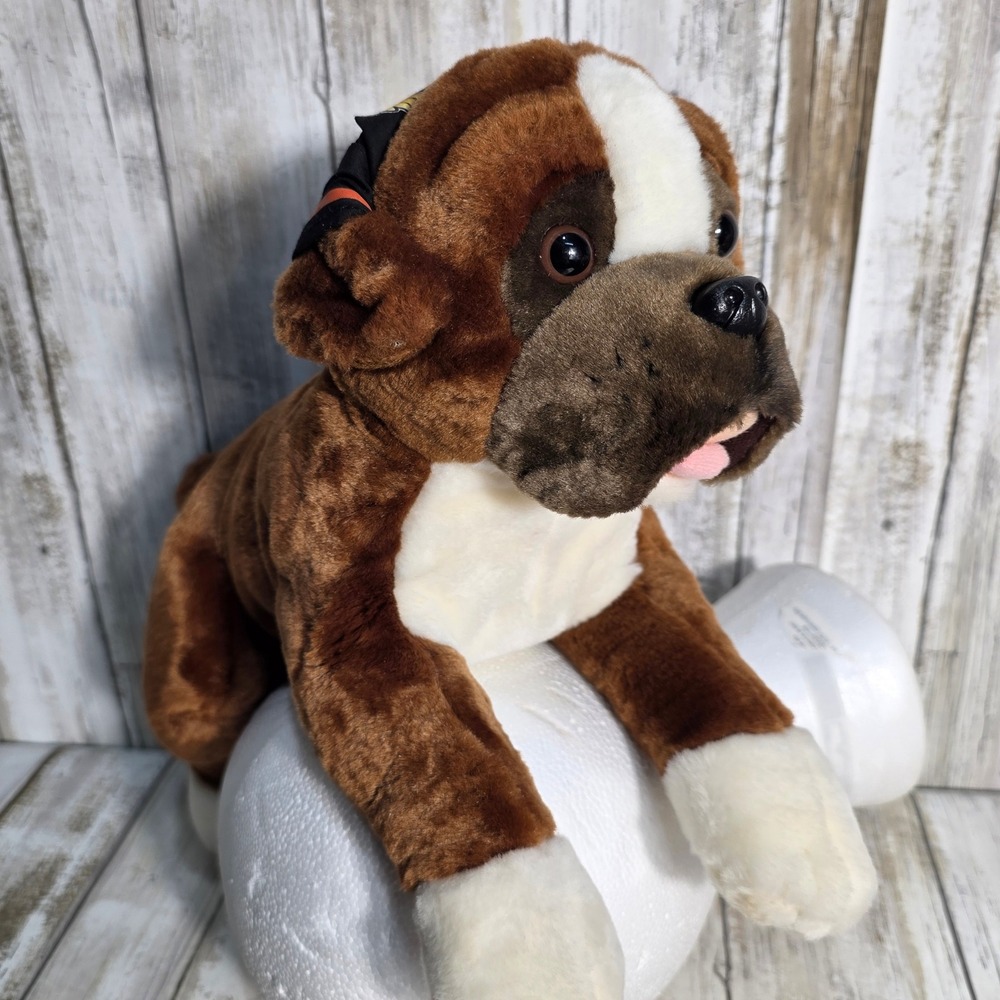 Harley-Davidson Boxer Dog Plush Animal Brown White Bandana 2003 Collectible
